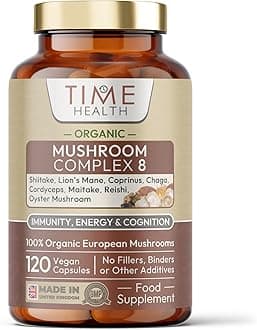 Mushroom Complex 8 | Organic | EU Grown | 616mg Capsules | Lions Mane, Cordyceps, Chaga, Shiitake, Reishi, Maitake, Coprinus & Oyster Betox93® | 40% Polysaccharides