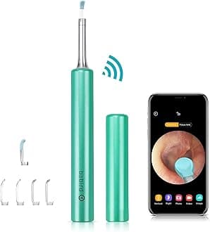 BEBIRD C3 Ear Wax Removal Tool with Ear Camera, Ear Cleaner with 1080P HD Otoscope, 6 LED Light and 4pcs Ear Scoops Replacement Cleaning Kit, Earwax Camera for iOS and Android, Green