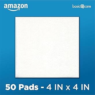 Amazon Basic Care Gauze Pads, 4x4 inches, Sterile, 50 Count | Pack of 4 | For Minor Injuries | Previously All Health