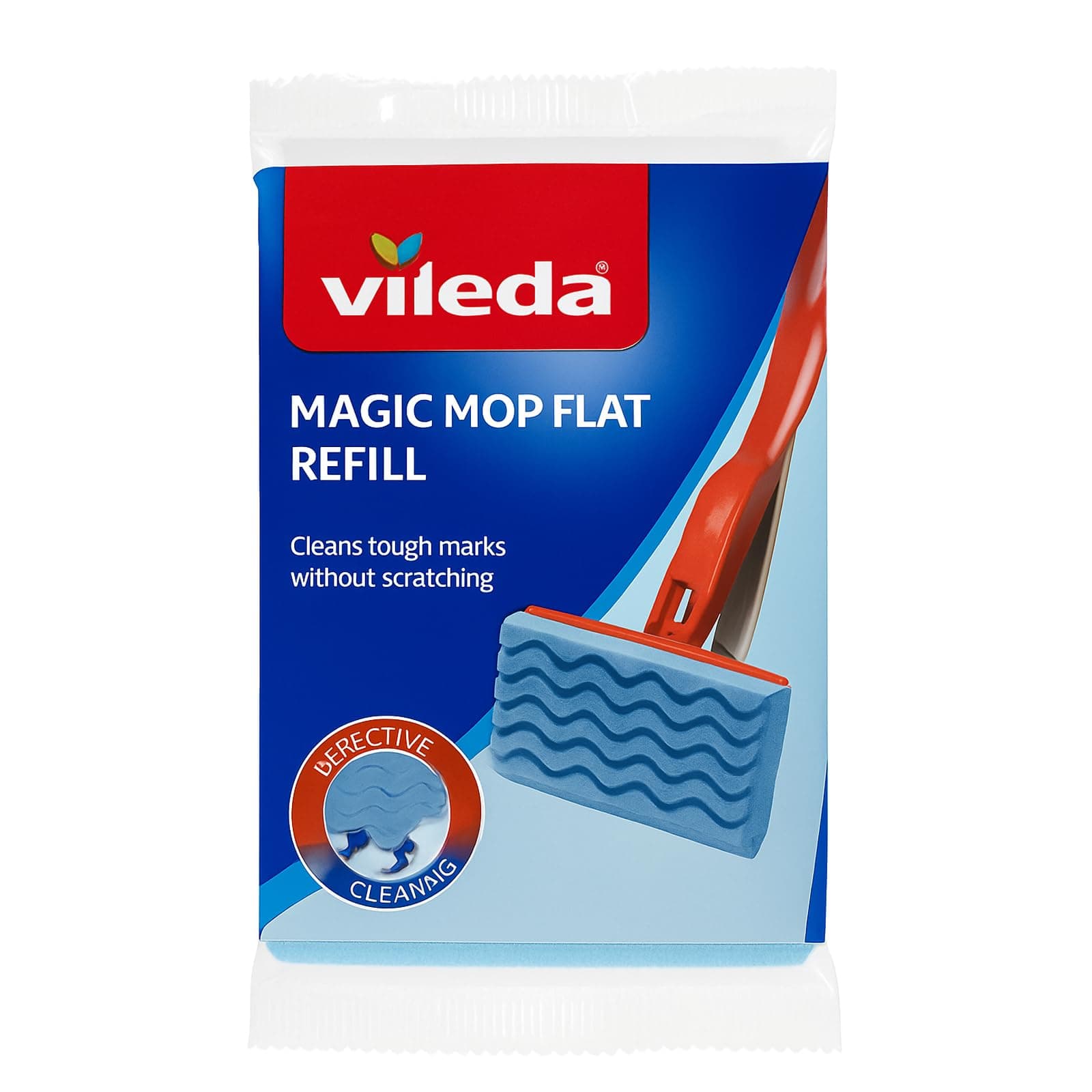 3 x Magic Mop Flat Refill, Sponge, Blue,