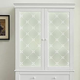 DKTIE Stained Glass Window Film Geometric Patterns, Fine Frosted Window Clings for Glass Windows, Waterproof for Bathroom Window Privacy Film Day and Night (S379, 17.7in X 78.7in)