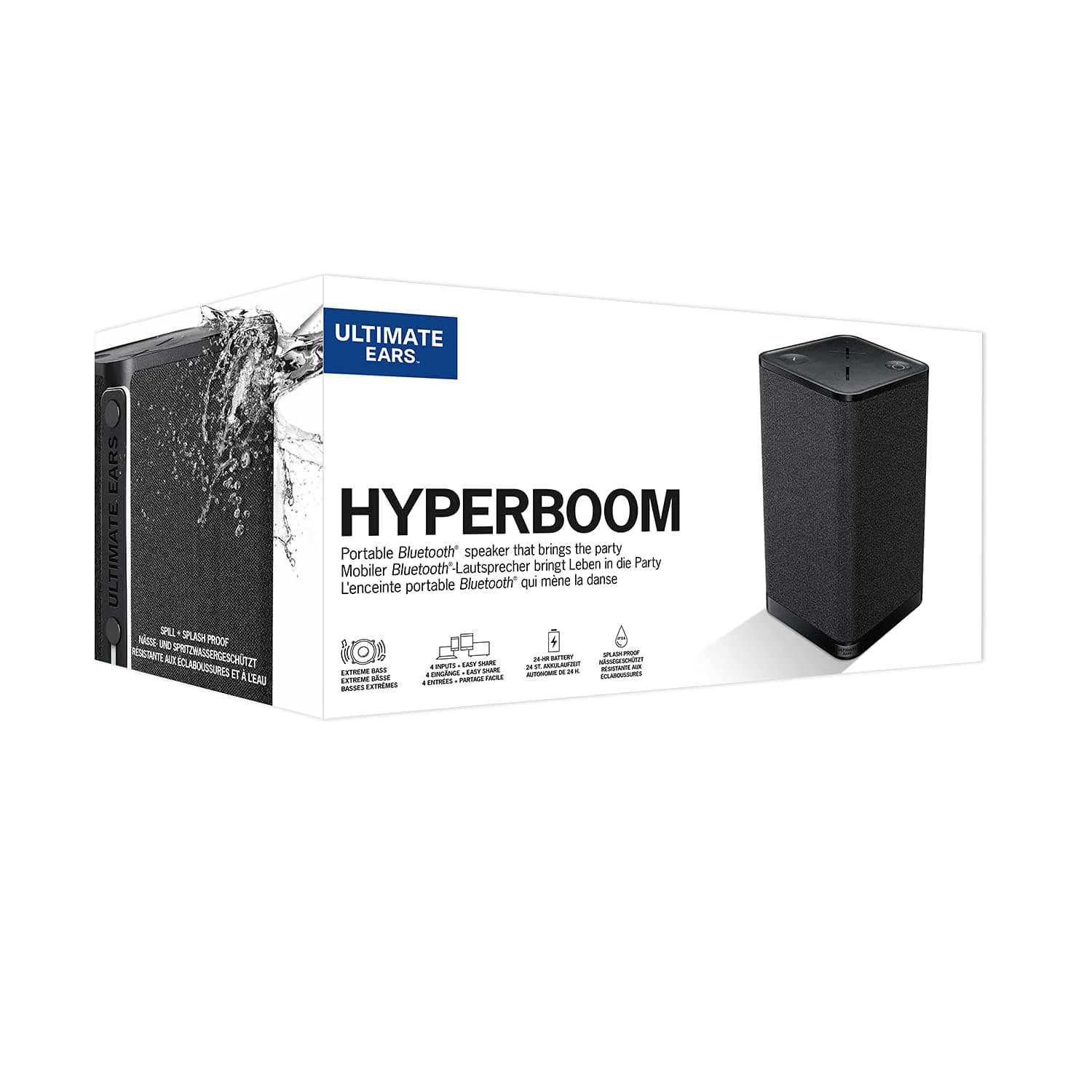 Ultimate Ears Hyperboom Wireless Bluetooth Speaker Portable Home Speaker Powerful Speaker Big Bass IPX4 Water Resistant 45m Range - Black
