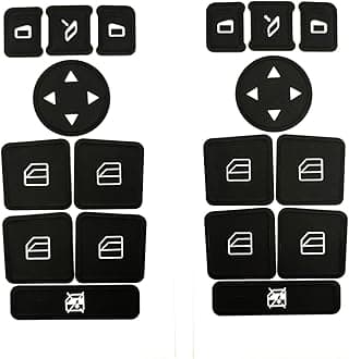 AtticZone Interior Button Repair Sticker Kit Decals Steering Wheel, AC Control, Window Switch , Radio Number, Door Lock, Seat Memory Switch Button Stickers Compatible with Benz 2007-2014, 2 Set