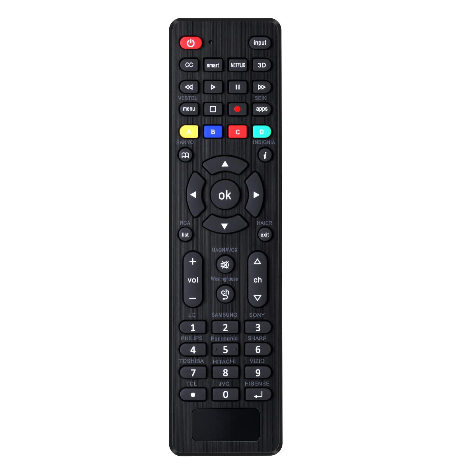 Universal TV Remote Compatible with Samsung, TCL, Philips, Vizio, Sharp, Sony, Panasonic, Sanyo, Insignia, Toshiba and Other Brands LCD LED 3D HDTV Smart TVs Remote Control