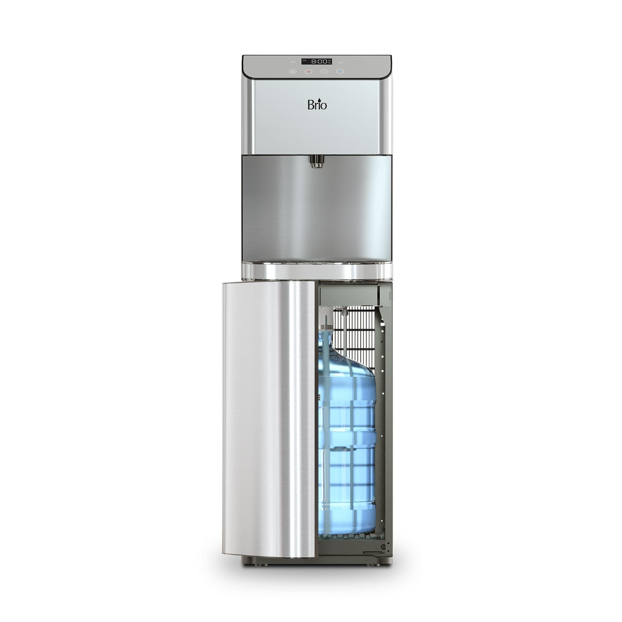 Brio Moderna Bottom Load Water Cooler Dispenser - Tri-Temp, Adjustable Temperature, Self-Cleaning, Touch Dispense, Child Safety Lock, Holds 3 or 5 Gallon Bottles, Digital Display and LED Light