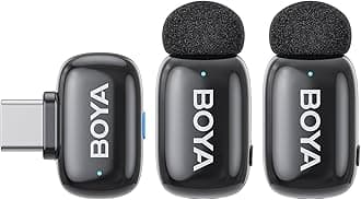 BOYA Mini Wireless Microphone, Ultra Mini 360° Sound Collection Pin Microphone, Compatible with iPhone 16/15 Series, For Android, USB-C Instant Connection, Noise Reduction, Plug & Play, AI Audio