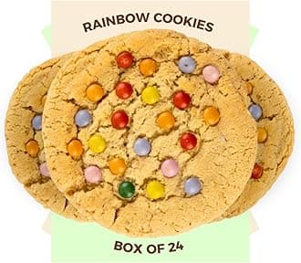 Rainbow Cookies - 1 x 24 Pack Individually Wrapped Biscuit Perfect Cookie Snack for Family - Light, Crunchy Box of Biscuits with Colourful Milk Chocolate Beans Ideal for Any Occasion