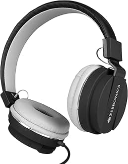 Zebronics Zeb-Storm On Ear Wired Headphone with 3.5mm Jack, Built in Microphone for Calling, 1.5 Meter Cable, Soft Ear Cushion, Adjustable Headband, Foldable Ear Cups and Lightweight Design (Black)