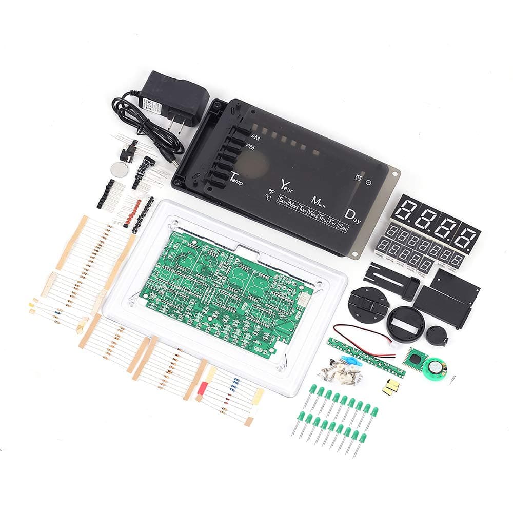 Digital Electronic Clock Kit, ECL-1227 Chip DIY Alarm Clock Kit Digital Led Clock Kit Electronic Soldering Clock Kits DIY LED Clock (Green)