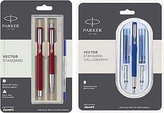Roller Ball Pen and Ball Pen - Red Body Calligraphy CT Fountain Pen (Blue)