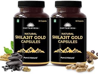 Saptamveda Men's Wellness - 120 Capsules (60 X Pack of 2) Supplement with Contains of Ashwagandha, Shilajit, Safed Musli, Shatavari, and Gold Bhasma