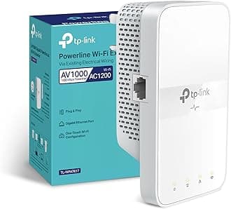 TL-WPA7617 AV1000 Gigabit Passthrough Powerline Adapter Kit, Dual-Band WiFi Booster Speed up to 1200 Mbps, One-Touch Wi-Fi Configuration, Auto-Sync, 4K Streaming, No Configuration Required