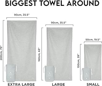 Dock & Bay Beach Towel - Quick Dry, Sand Free - Compact, Lightweight - 100% Recycled - Includes Bag - Essential - Mountain Grey - Extra Large (200x90cm, 78x35")