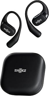 – SHOKZ OpenFit Open-Ear Headphones, True Wireless Bluetooth Earphones with Microphone, Earbuds with Earhook, Fast Charging, 28H Playtime, IP54 Waterproof, Black, with Carrying bag