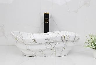 BASSINO Art Wash Basin Countertop, Tabletop Ceramic Bathroom Sink/Basin (455x345x140 mm) (WHITE)-BTT-1358