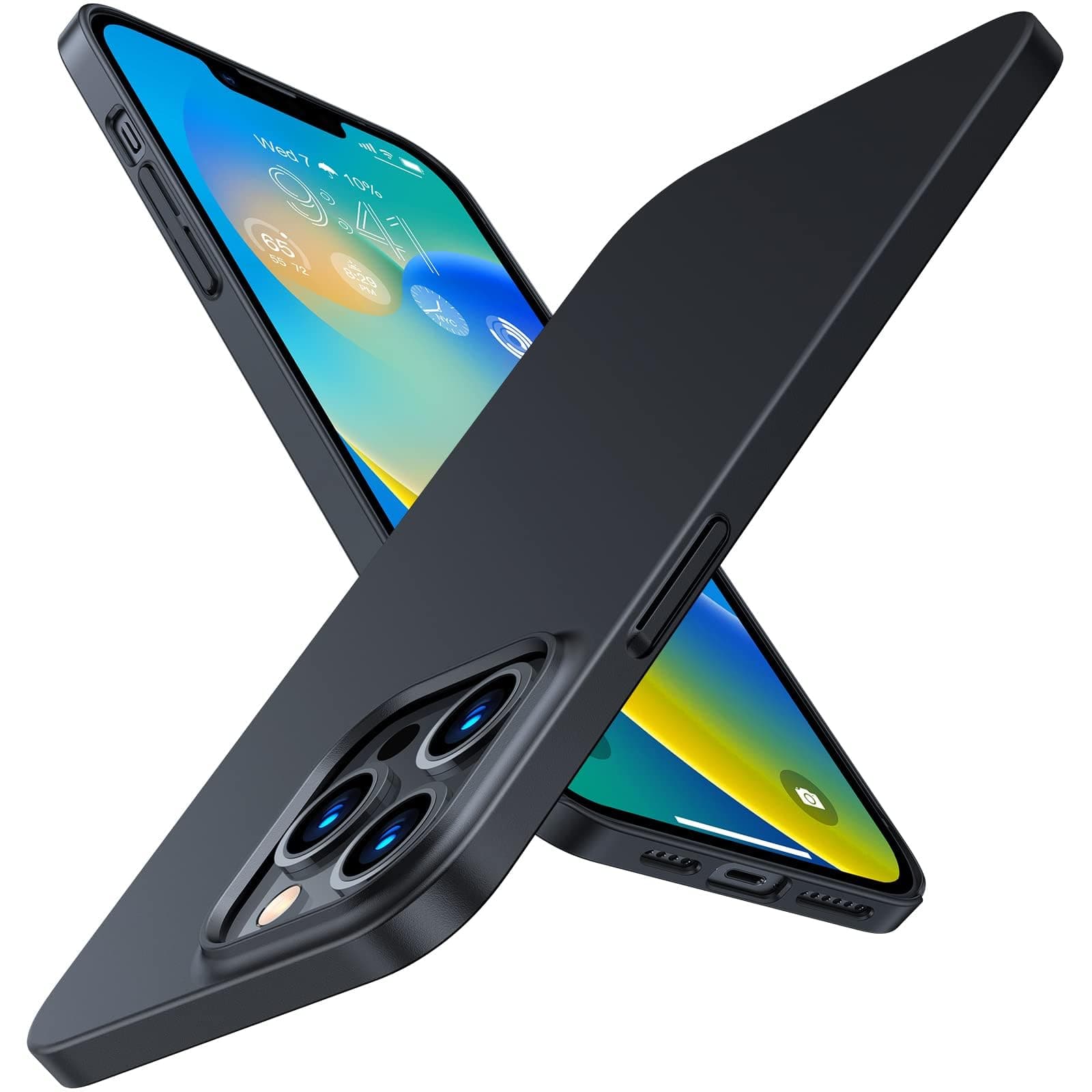 Slim Fit for iPhone 12 Pro Max Case Ultra-Thin Cover with Non-Slip Grip & No Fingerprint Hard Plastic Super Slim Phone Case for iPhone 12 Pro Max Phone Case 6.7 inch, Space Black