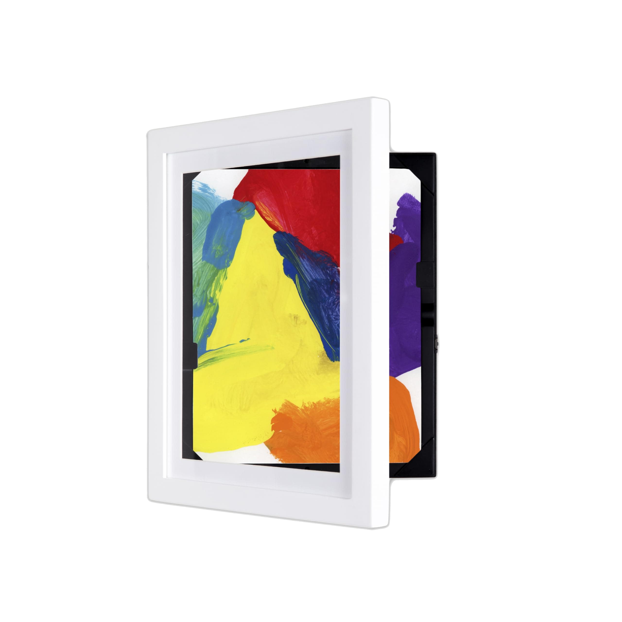 Dynamic Frames Li’l Davinci Art Cabinet, Stores up to 50 Pieces of 8.5 x 11 inch Art, Outer Wooden Frame Dimensions 11.75 x 14.75 inches, Changeable Kids Art Frame, Front Opening, White