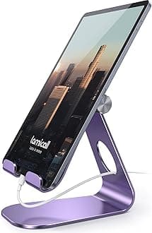 Tablet Stand, Adjustable Tablet Holder - Desktop Stand Holder Gifts Compatible with 4-13" Tablets Such as iPad Pro 11, 9.7, 10.5, 12.9 Air Mini, Kindle, Tab, iPhone Air 17 Pro Max, Purple