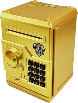 HUSAN Piggy Banks Money Banks for Kids, Electronic Password Code Money Banks ATM Banks Box Coin Bank for Children Boys and Girls (Gold)