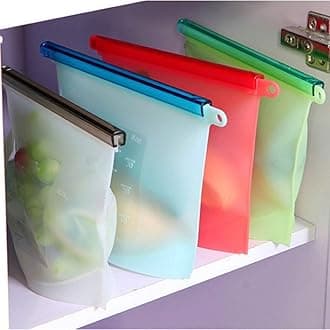 Ekaarav Silicone Food Storage Bag Containers, Airtight Seal Leakproof Freezer Bags for Snack, Sous Vide, Liquids, Fresh Lunch Preservation, Microwave & Dishwasher Safe (5)