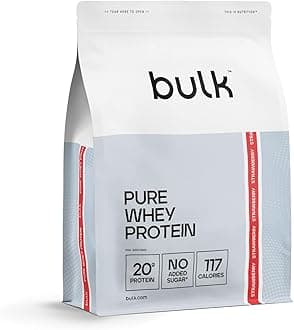 Bulk Pure Whey Protein Powder, 450 g (0.99 lb), Strawberry | 20g Protein per Scoop | Muscle Growth & Recovery | Whey Concentrate | Vegetarian