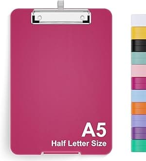 Hongri A5 Clipboard with Storage, Metal Retractable Pen Holder, 6 x 9'' Nursing Plastic Foldable Clip Board, Size 9.4 x 6.1 x 0.9 in, Office Supplies, School Supplies, Menu Box for Work, Red