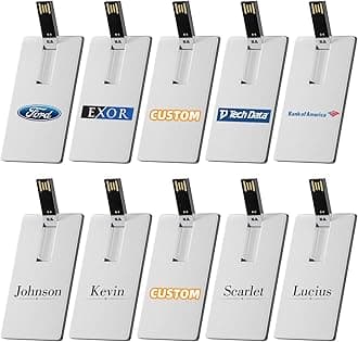 Bilious Custom Personalized USB Flash Drive 50Pack 4GB/8GB/16GB/32GB/64GB/128GB/256GB, Metal Credit Card Bank Card Shaped Thumb Drive, Waterproof Memory Stick Small Size USB Drive Gift