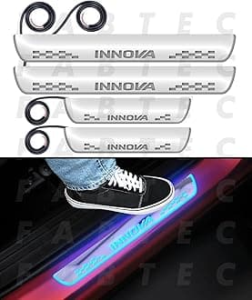 Car Door Foot Step Sill Plate with Mirror Finish Led Compatible with Toyota Innova (Set of 4pc, Blue)(6 Month Warranty)
