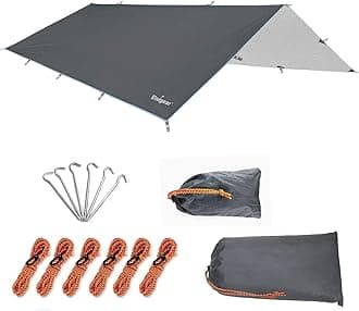 Tarp Rain Fly Tarp Waterproof Tent Cover Hiking Shelter Foldable Lightweight Waterproof for Camping and Protection Against Rain, Snow and Sun