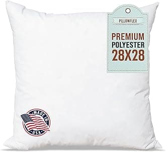 Premium Polyester Throw Pillow Insert - 28x28 - Ultra Soft Square Throw Pillow, Couch Sham, Lumbar, Back, Sofa - Machine Washable - Decorative Accent Form - 1 Soft Pillow