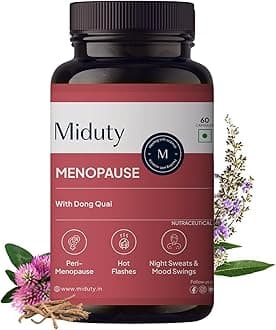 Miduty Menopause Health Supplement - Hormonal Imbalance - Night Sweating - Mood Swings - Bone health - Helps in PMS - 60 Veg Capsules