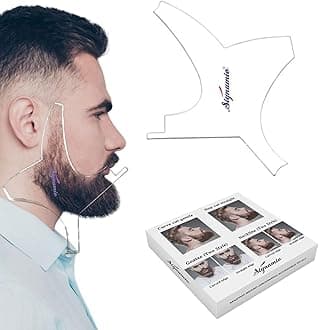 - SIGNAMIO All in 1 Multi Purpose Transparent Beard Shaper tool Kit for Men | Beard Shaping Stencil Comb for men styling shave for neck line guide - Grooming kit