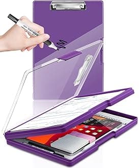 Clipboard with Storage,Heavy Duty Clip Boards 8.5x11 with 2 Storage Case,Visible Top Panel Storage Clipboards,Side Opening Clip Boards,Nursing Clipboard Folder Case for Office Supplies-Dark Purple