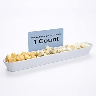 White Porcelain Olive Plate, Cheese Plate, Party Plate, Tray - 16 Inches Long - 14 oz - 1ct Box - Restaurantware