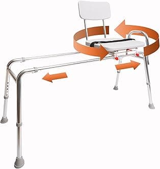 Sliding Shower Chair Tub Transfer Bench with Swivel Seat, FSA/HSA Eligible, Height Adjustable Shower Benches for Inside Shower, for Elderly and Disabled, Extra Long, 77692