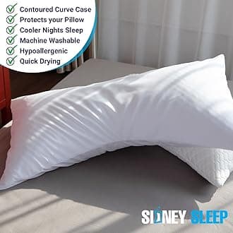 Sidney Sleep Curved Pillow Covers - Full Length Zipper Closure - Premium Soft Brushed Microfiber - Fade and Shrink Resistant - 20 x 30 Inches - Fits Curved Side Sleeping Pillows (Queen, Grey)