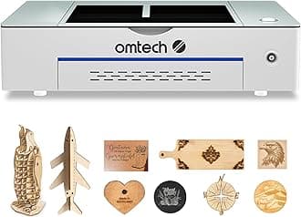 OMTech 55W Polar Lite, Desktop CO2 Laser Engraver and Cutter, 20"x12" Compact Laser Engraving Machine with Built-in Exhaust Fans & 0.5gal Water Tank, Laser Cutting Machine for Wood Acrylic Glass More
