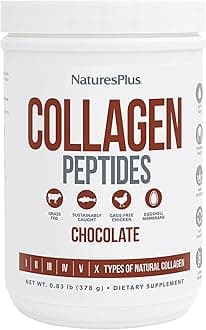 Natures Plus Collagen Peptides, Chocolate - 0.83 lb Powder - Hair, Skin, Nail & Joint Health, Immune System Support - Non-GMO, Gluten Free - 14 Servings