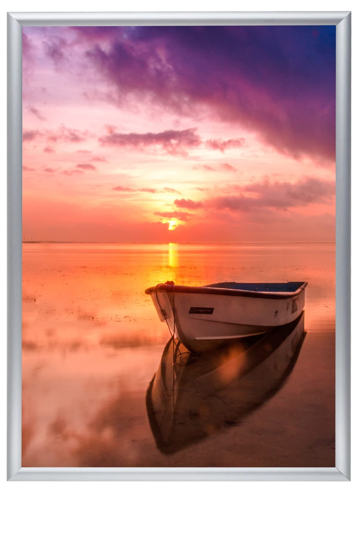 AlbycoPicture Frame A4 Easy-Click System - Photo Frame, Poster Frame, Frame A4 Format - 21 x 29.7 cm - Thickness of Frame 19 mm - Colour: Aluminium - Metal