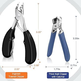 Drmode - Nail clippers for thick nails, heavy duty nail clippers for thick ingrown toenails for seniors with wide opening, professional nail clippers for men with catcher