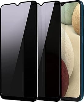 YWXTW Privacy Screen Protector for Samsung Galaxy A12/A13/A13 LTE/A32 5G/A03S/A02S, Upgraded Anti Spy Anti Peeping Tempered Glass Protector, 2-Pack (Black)