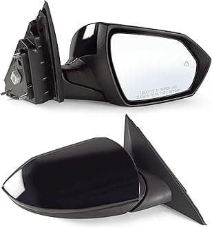 Right Passenger Side Mirror Fits 2021 2022 2023 2024 Hyundai Elantra with Power Glass Blind Spot Detection and Manual Folding without Heated Turn Signal Match to Black (5Pins)
