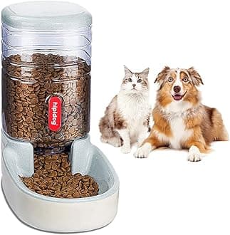 NeoStyle Automatic Dog Cat Feeder and Water Dispenser, 3.8L Large Capacity Dog Water Dispenser Dog Food Dispenser Set for Small, Medium and Large Pets (gray, food feeder)