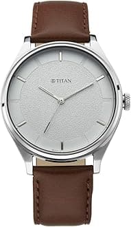Titan Men's Classic Watch: Gradient Dial & Sleek Markings with Leather Strap-NS1802SL13