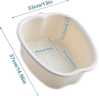 Large Foot Bath Spa Bowl Plastic Pedicure Bowl Massage Foot Tub,for Pedicure, Detox and Massage, Perfect to Soak Your Feet, Toe Nails and Ankles,Can be Soaked to Remove Dead Skin and Calluses (Cream)