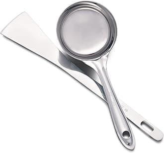 Stainless Steel Dosa Spatula and Dosa Ladle with Flat Base | Dosa Making Spoon and Dosa Turner | Dosa Maker Tool - Set of 2 (Size – Big)