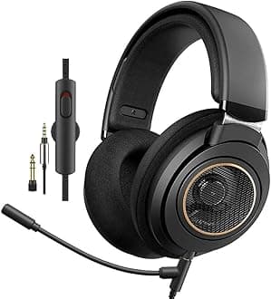 PHILIPS Over The Ear Studio Headphones for Recording Open Back Gaming Headset with Microphone Studio Monitor Headphones for PC DJ Music Piano Guitar with Detachable Mic and Audio Jack SHP9600MB