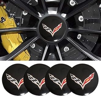 JDclubs 4pcs 2.22inch Car Logo ABS Material Wheel Center Cap Sticker Wheel Emblem Badge Logo Stickers (fit Corvette Black)