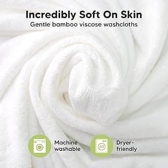 6-Pack Organic Baby Washcloths – Soft Bamboo Washcloth, Baby Wash Cloths, Baby Wash Cloth for Newborn, Kids, Baby Towels, Baby Bath Essentials, Face Towel, Face Cloths for Washing Face (Dove)