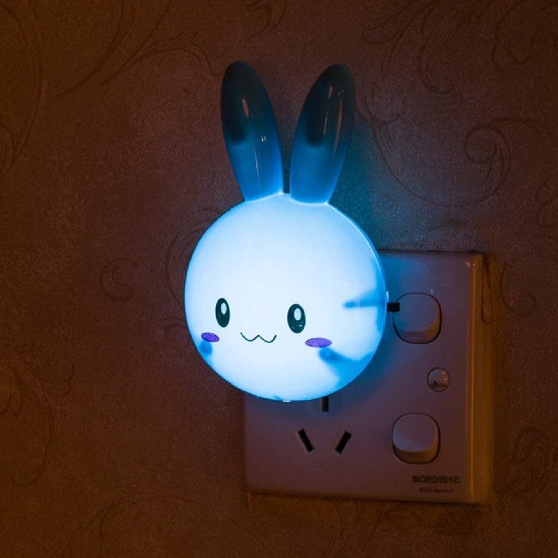 Chocozone Plastic Plug in Rabbit Night Lamp for Bedroom Night Light for Kids Room (Blue), LED